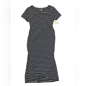 Medium Blue and white striped Maternity dress